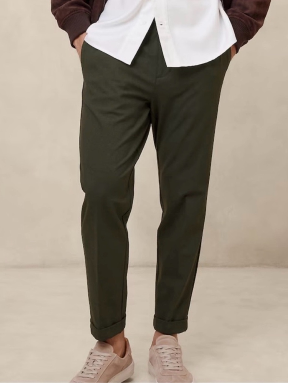 NWT Banana Republic 36x34 E-waist Tailored Trouser in Olive Color